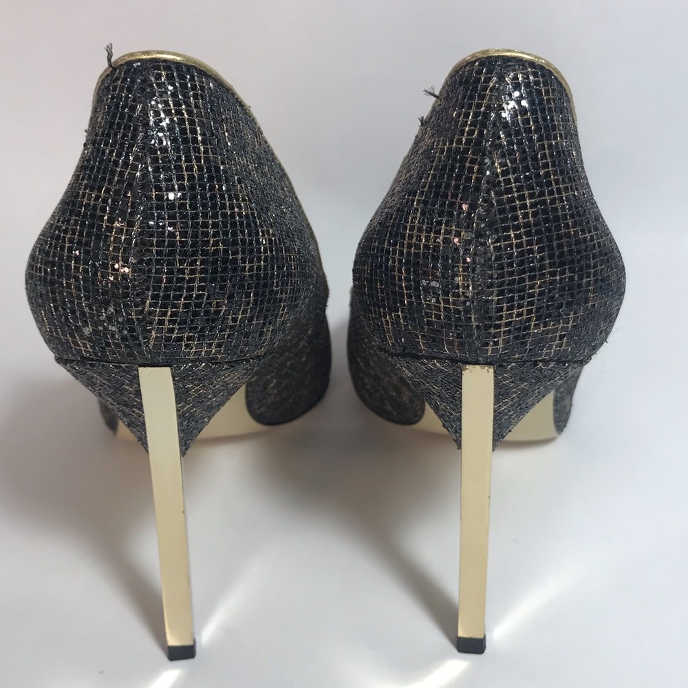 Enzo Angiolini Eainfinti Infinity Black Gold Metallic Cheetah Print Pumps - Picture 6 of 16